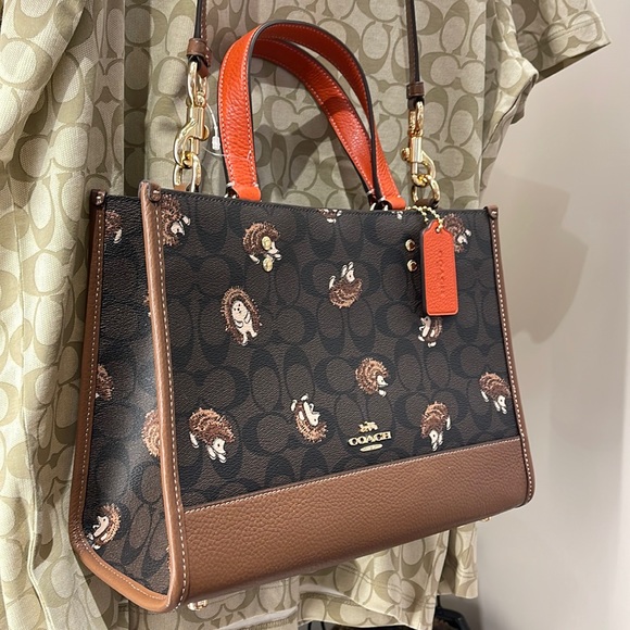 Coach Bags Coach Dempsey Carryall In Signature Canvas With Hedgehog